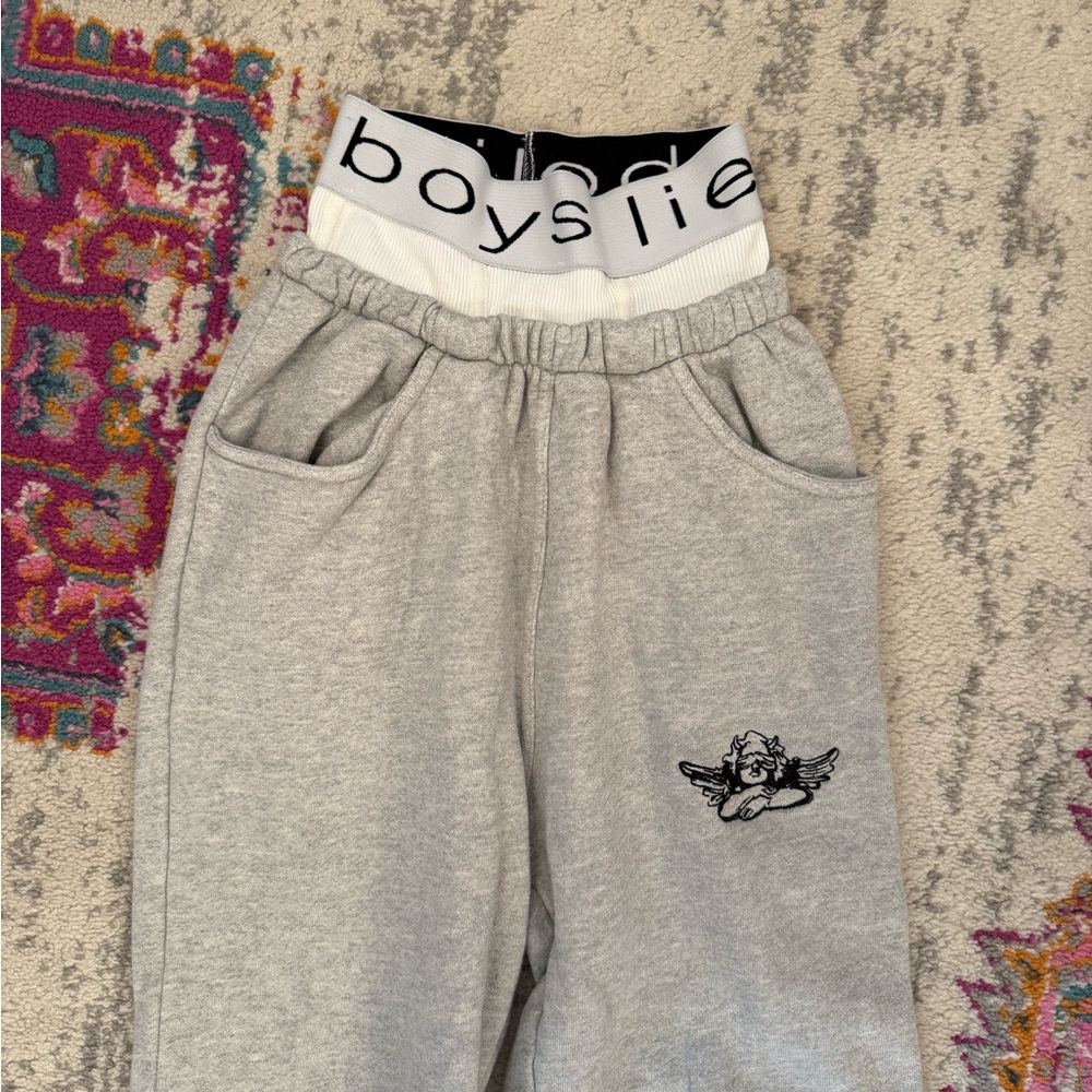 Boys Lie Light Gray Joggers with Logo